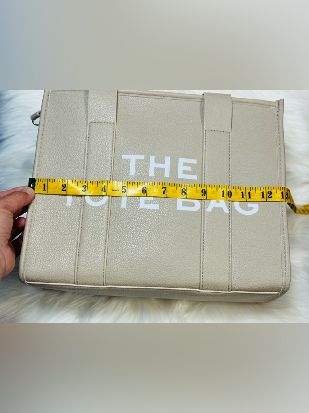 The Tote Bag Beige Leather Tote with Removable Strap - Picture 7 of 8